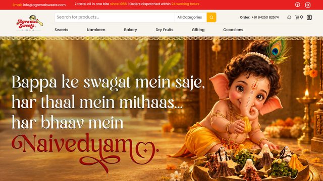 Agrawal Sweets homepage