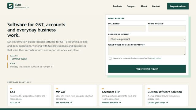 Sync Information homepage