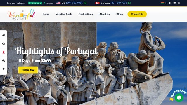 Wanderful Holidays homepage